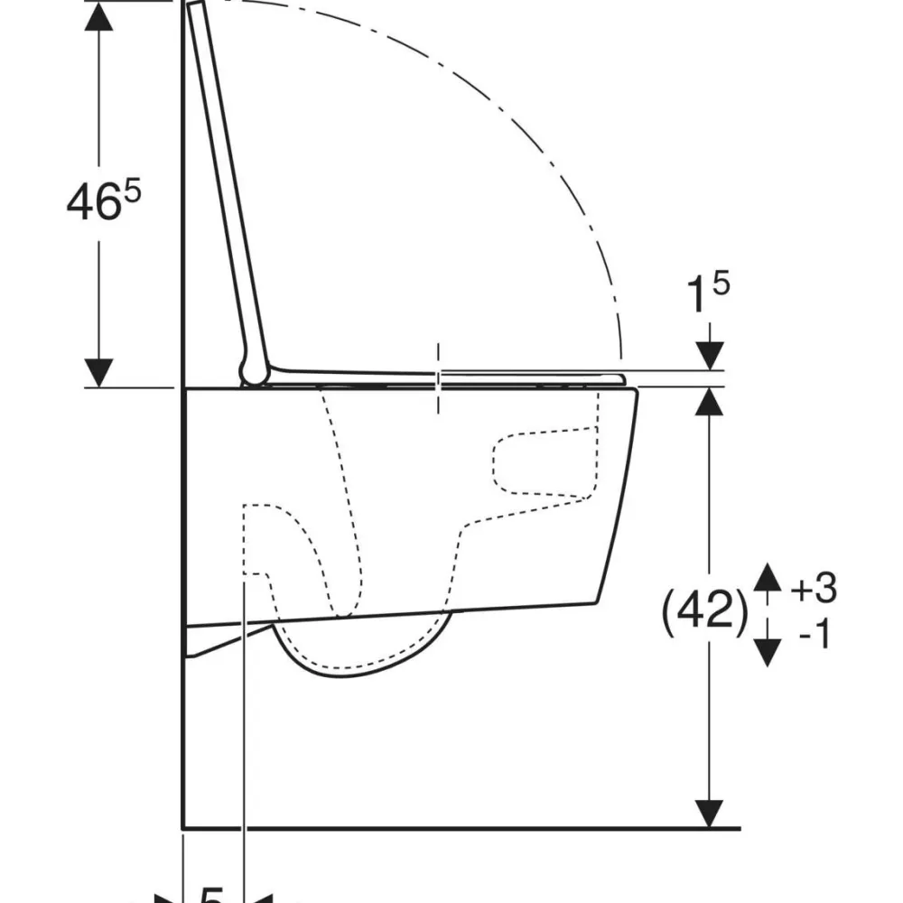 Seinä-WC-istuin ONE Turboflush, valkoinen Design-kansi*Geberit Best