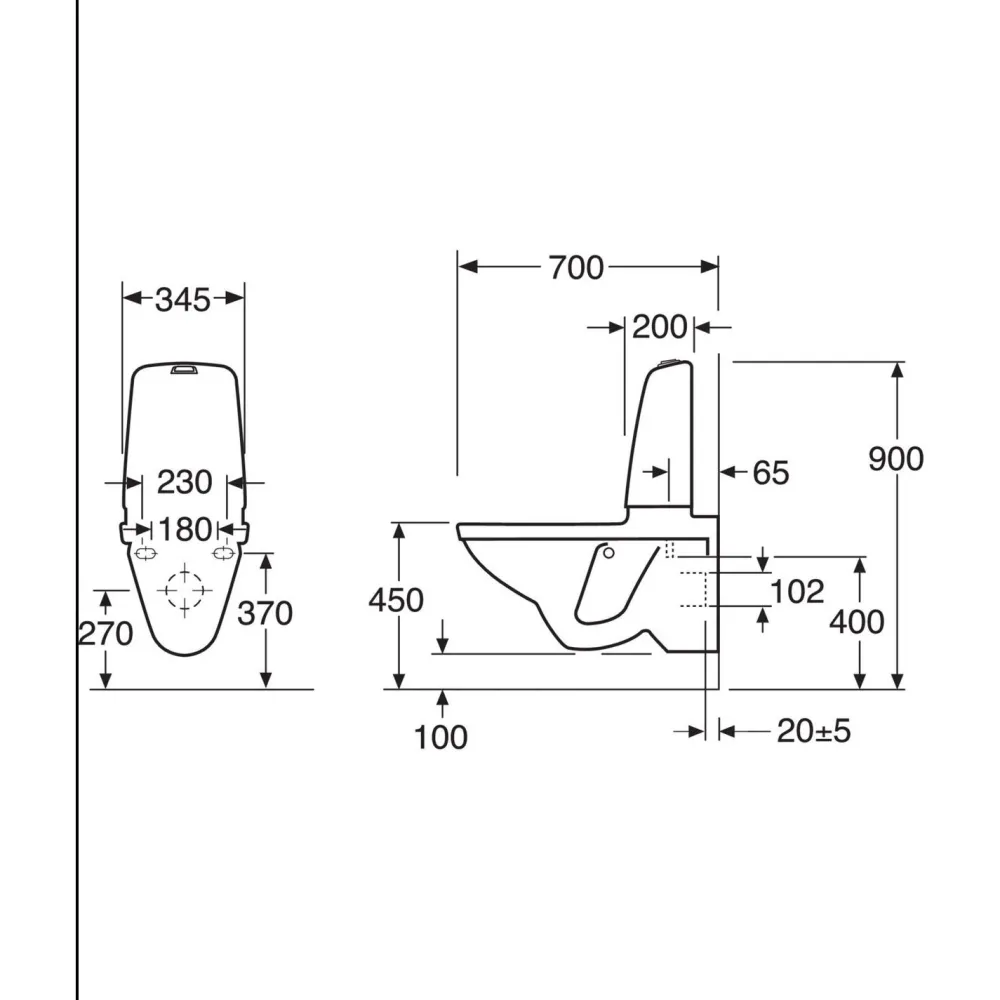 Seinä-WC-istuin Nautic, 1522-säiliöllä, Hygienic Flush, ilman istuinkantta*Gustavsberg Online