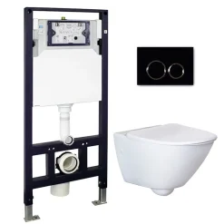 Seinä WC-paketti Spola, täydellinen, musta painike*Bathlife Best