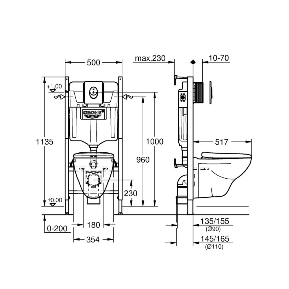 Seinä-WC-setti Solido 4-IN-1*Grohe Online
