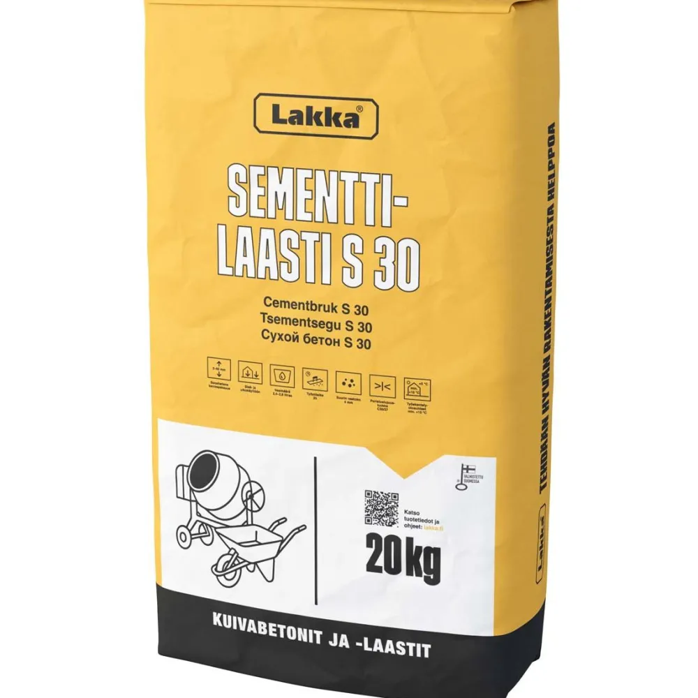 Sementtilaasti Lakka S 30, 20kg*Lakka Rakennustuotteet Clearance