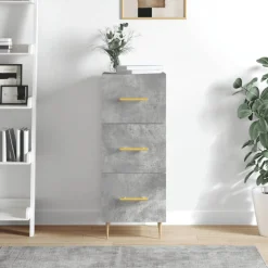 Hot Senkki betoninharmaa 34,5x34x90 cm tekninen puu (28592) Senkit
