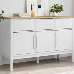 Discount Senkki FLORO valkoinen 114x43x74 cm täysi mänty (74024) Senkit