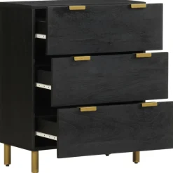 Hot senkki Musta 60x33x75 cm suunniteltu puu (17651) Senkit