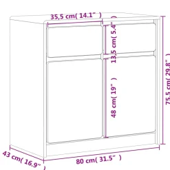 Senkki SAUDA tammenvärinen 80x43x75,5 cm täysi mänty (77600) Senkit