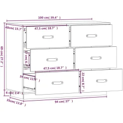 Senkki 100x40x75cm, mänty, eri värejä*FinePRICE Outlet