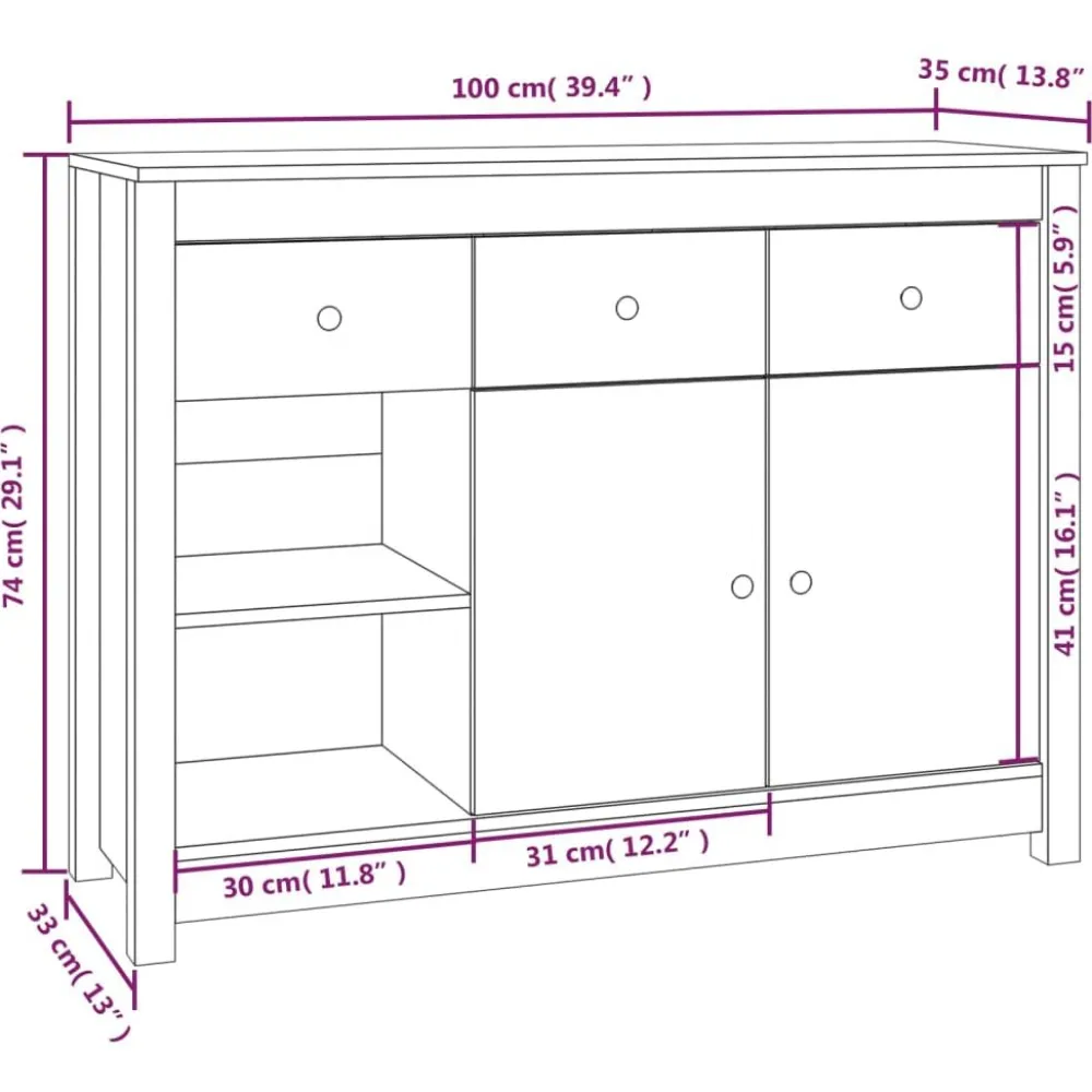 Discount Senkki 100x35x74cm, mänty, eri värejä Senkit