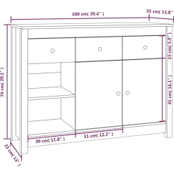 Discount Senkki 100x35x74cm, mänty, eri värejä Senkit
