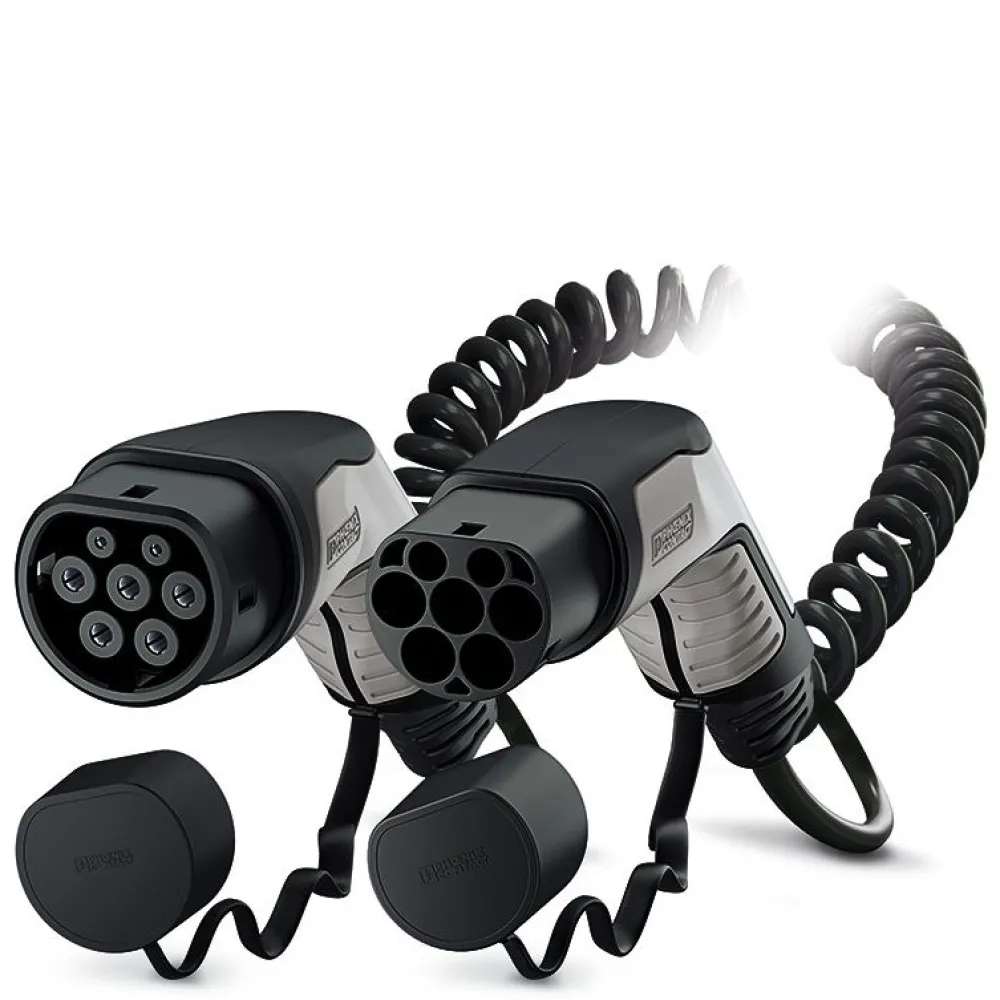 Sähköauton latauskaapeli EV-T2G3PC-3AC32A-4, Type2, 3-vaihe, 32A, 4m kierteinen kaapeli*Phoenix Contact Outlet