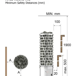 Outlet Sähkökiuas Aries Round Ni2 9 kW 8-13 m³ erillinen ohjaus Sähkökiukaat
