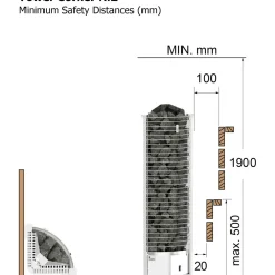 Sale Sähkökiuas Tower Corner Ni2 6 kW 5-8 m³ erillinen ohjaus Sähkökiukaat
