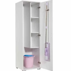 Outlet Siivouskaappi Tuval 063, leveys 50cm, korkeus 176cm, valkoinen Siivouskaapit