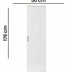 Outlet Siivouskaappi Tuval 063, leveys 50cm, korkeus 176cm, valkoinen Siivouskaapit