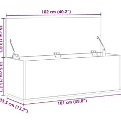 Säilytyslaatikko betoninharmaa 102x35x35 cm tekninen puu (40691)*FinePRICE Clearance