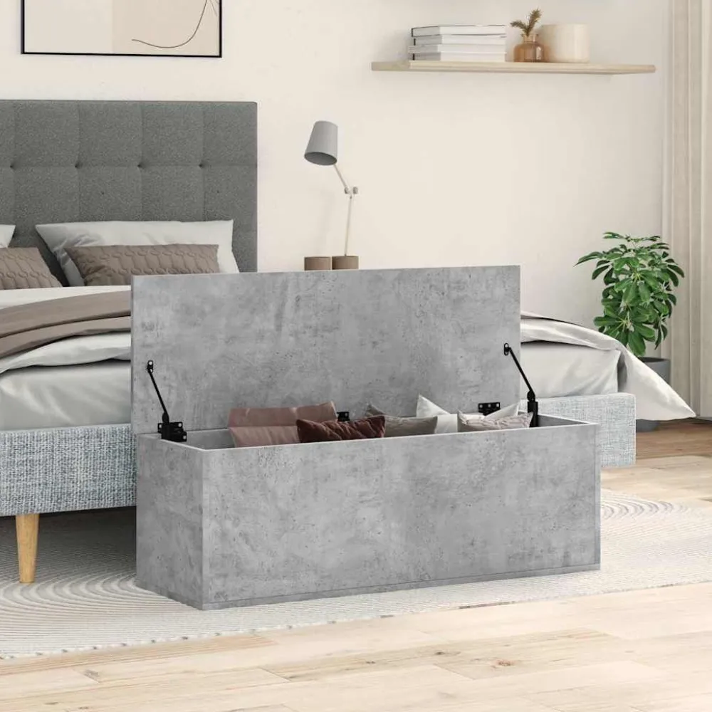 Säilytyslaatikko betoninharmaa 102x35x35 cm tekninen puu (40691)*FinePRICE Clearance