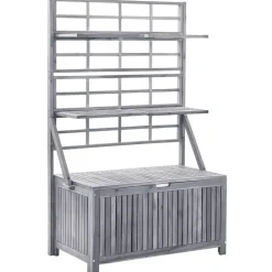 Säilytyslaatikko säleiköllä harmaa 99x55x160cm, akaasiapuu*FinePRICE New