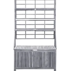 Säilytyslaatikko säleiköllä harmaa 99x55x160cm, akaasiapuu*FinePRICE New