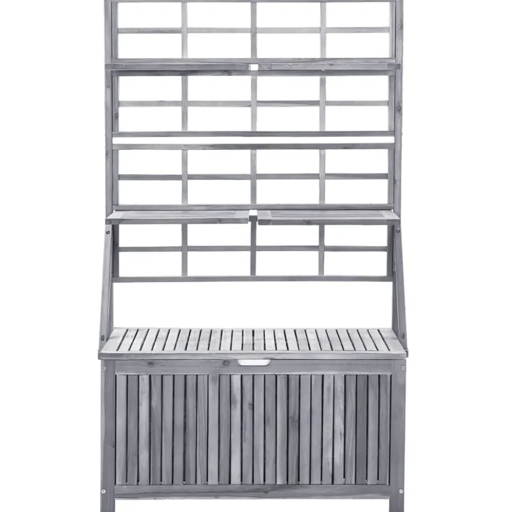 Säilytyslaatikko säleiköllä harmaa 99x55x160cm, akaasiapuu*FinePRICE New
