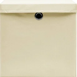 Säilytyslaatikot kansilla 4 kpl 28x28x28 cm kerma*FinePRICE Outlet