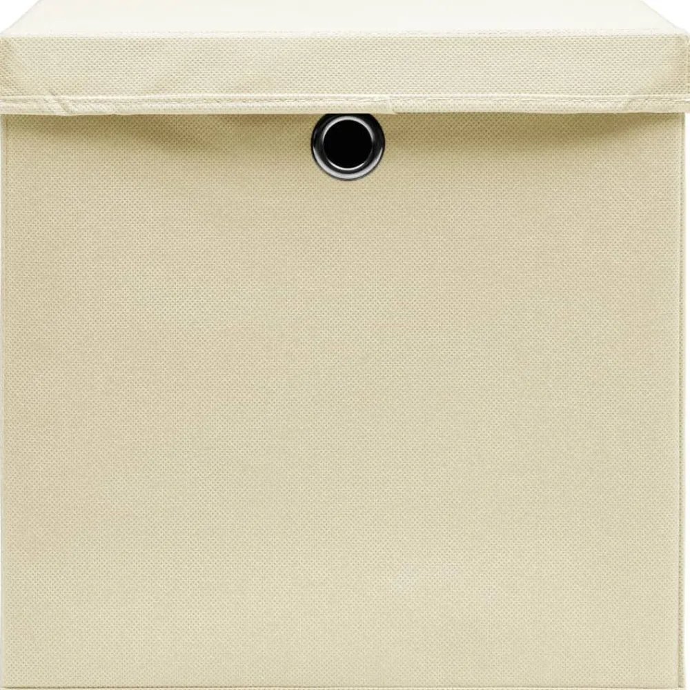 Säilytyslaatikot kansilla 4 kpl 28x28x28 cm kerma*FinePRICE Outlet
