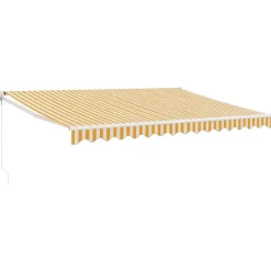 Sisäänkelattava markiisi keltainen/valkoinen 4,5x3 m kangas/alumiini*FinePRICE Clearance