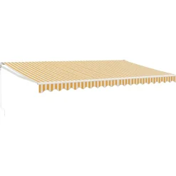 Sisäänkelattava markiisi keltainen/valkoinen 5x3 m kangas/alumiini*FinePRICE Clearance