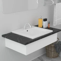 Outlet Sisäänrakennettu pesuallas 42x39x18 cm keraaminen valkoinen Tasoon Upotettavat Altaat