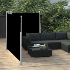 Discount Sisäänvedettävä sivumarkiisi 120x600 cm musta Markiisit
