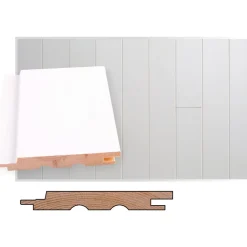 Outlet Sisustuspaneeli STS-3 PN 14x120x2100mm Sj mänty ympäripontattu maalattu valkoinen Kattopaneelit