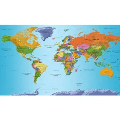 Online Sisustustarra World Map: Colourful Geography II 280x490cm Sisustustarrat