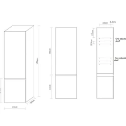 Hot Sivukaappi Eufori 450x1500x350mm musta Kylpyhuoneen Kaapit