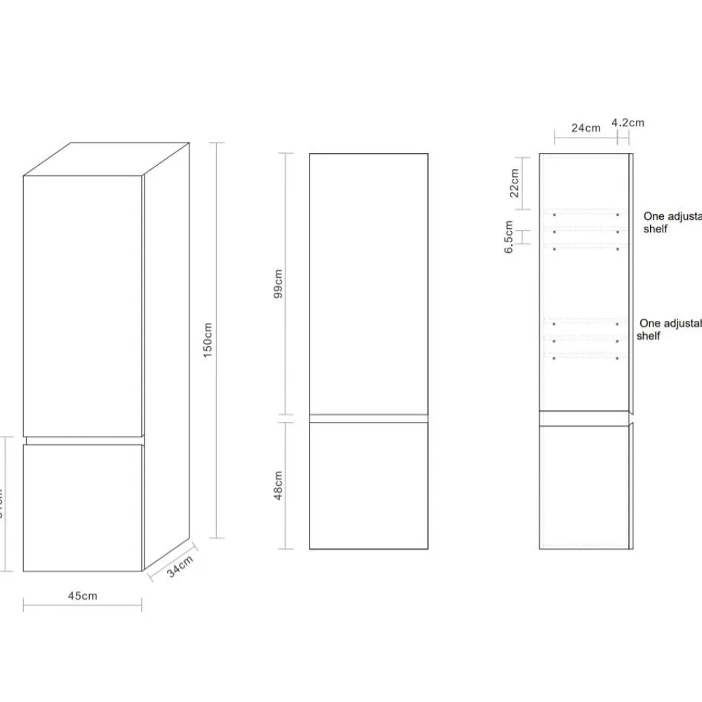 Hot Sivukaappi Eufori 450x1500x350mm musta Kylpyhuoneen Kaapit
