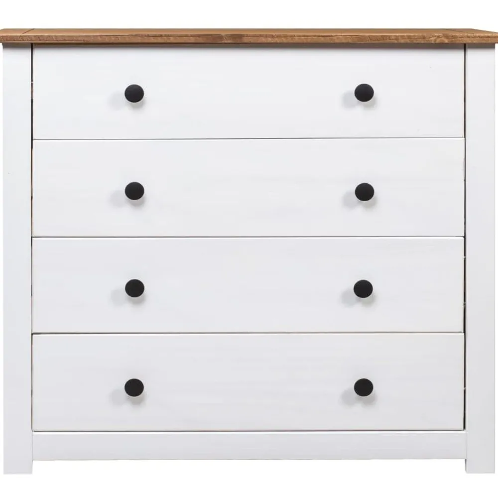 Sivukaappi valkoinen 80x40x73 cm mänty panama-sarja*FinePRICE Discount
