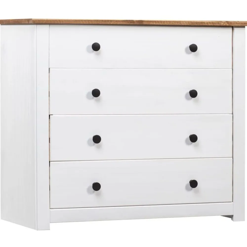 Sivukaappi valkoinen 80x40x73 cm mänty panama-sarja*FinePRICE Discount