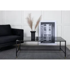 Sohvapöytä Dipp, 130x60cm, musta/messinki*Venture Home Discount