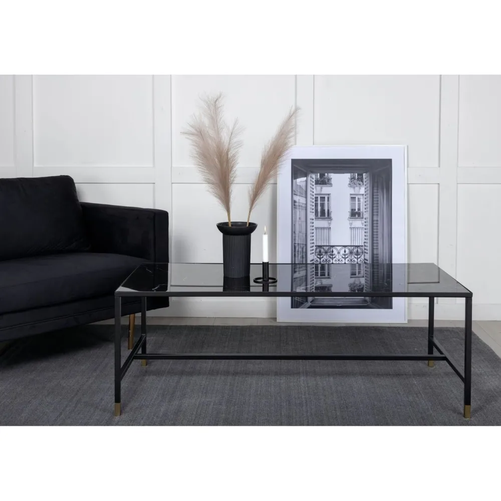 Sohvapöytä Dipp, 130x60cm, musta/messinki*Venture Home Discount