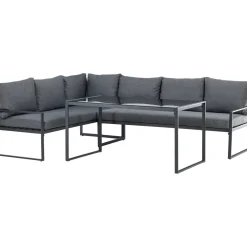 Sohvaryhmä Zingaro, 5-istuttava kulmasohva + sohvapöytä, musta/harmaa*Venture Home Outlet