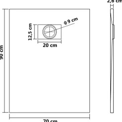 Suihkualusta 90x70 cm SMC musta*FinePRICE