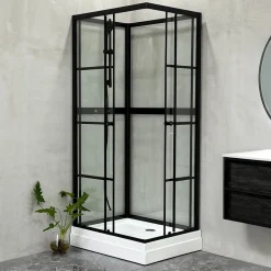 Suihkukaappi Betrakta, 70x90cm / 90x70cm, suora, kirkas lasi, musta kehys*Bathlife Best