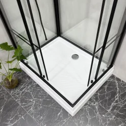 Suihkukaappi Betrakta, 70x90cm / 90x70cm, suora, kirkas lasi, musta kehys*Bathlife Best