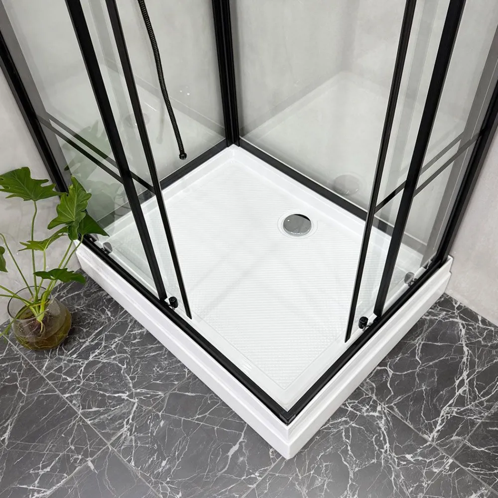 Suihkukaappi Betrakta, 70x90cm / 90x70cm, suora, kirkas lasi, musta kehys*Bathlife Best