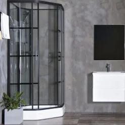Outlet Suihkukaappi Betrakta 900x900 mm kaareva musta kehys Suihkukaapit