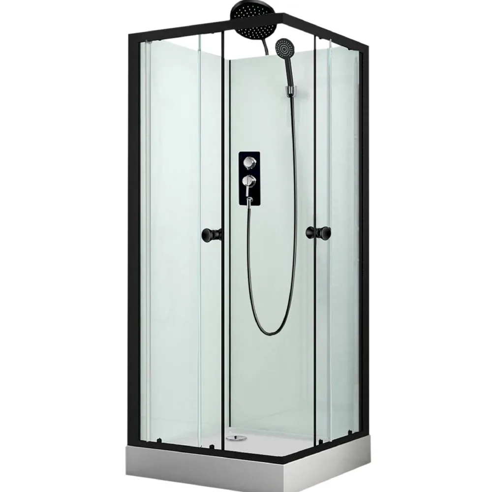 Suihkukaappi Solid, 900x900mm, musta, kirkas lasi*Harma Online