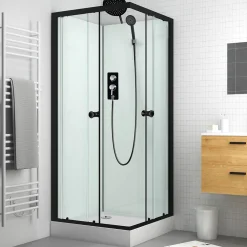 Suihkukaappi Solid, 900x900mm, musta, kirkas lasi*Harma Online