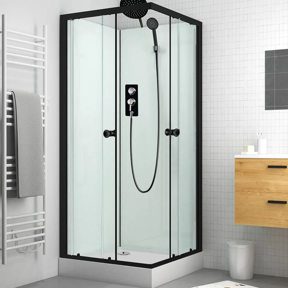 Suihkukaappi Solid, 900x900mm, musta, kirkas lasi*Harma Online