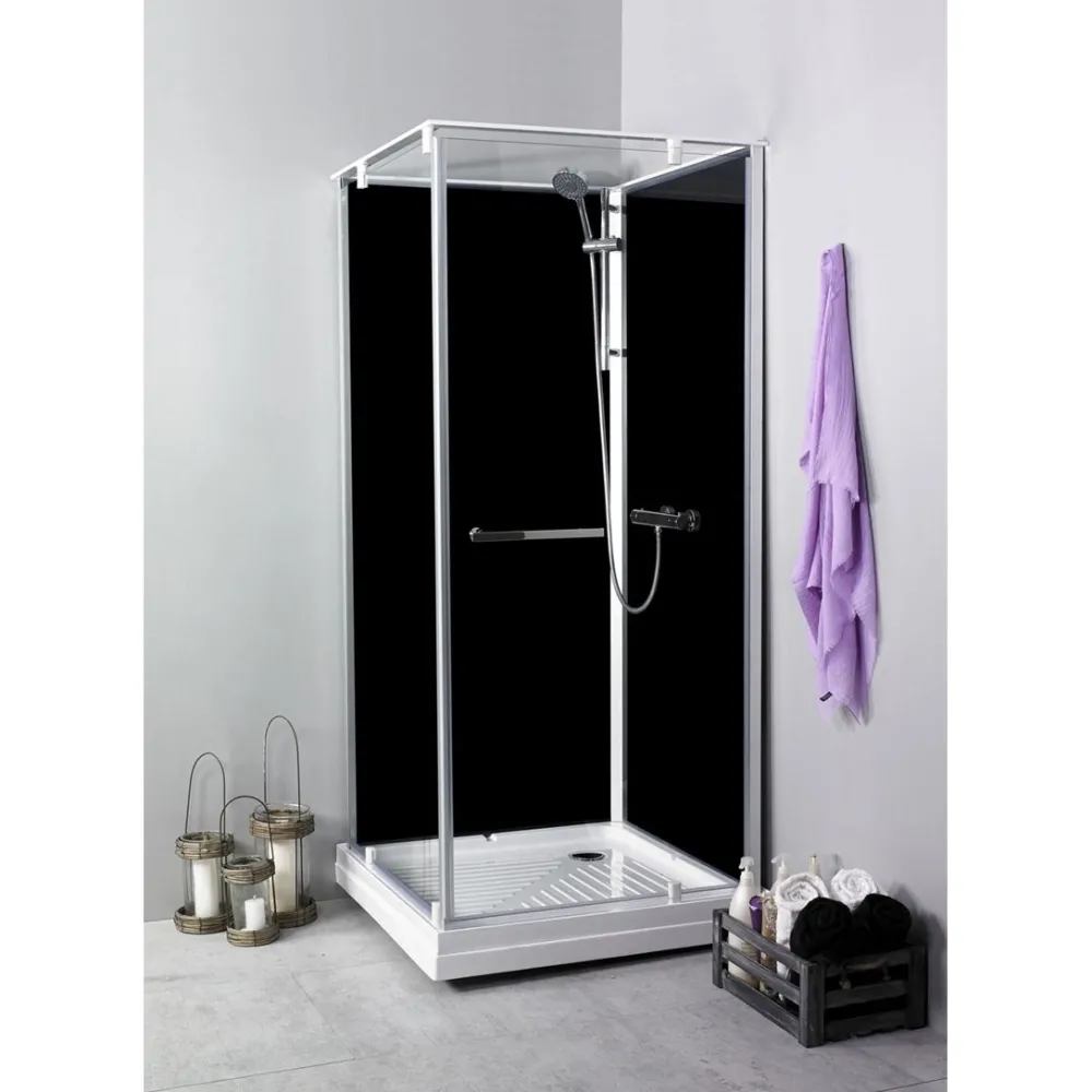 Suihkukaappi Ocean 90C 900x900 mm musta lasi Suihkukaapit