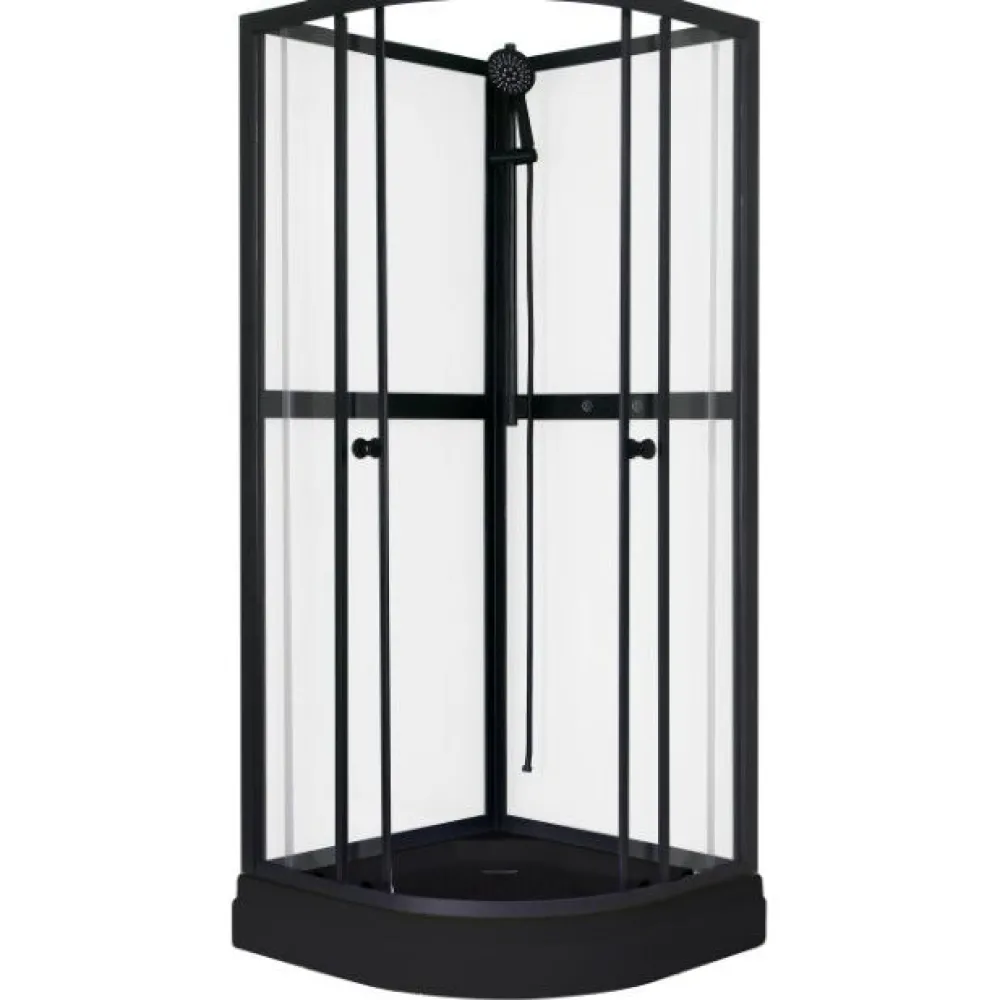 Outlet Suihkukaappi Aurora Round Black 80x80cm Suihkukaapit