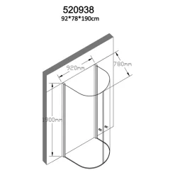 Suihkunurkka Mitt 1900x930x780 mm musta/kirkas lasi Suihkukulmat