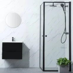 Suihkunurkka Profil 1000x1000 mm kaksi ovea musta kehys*Bathlife Online