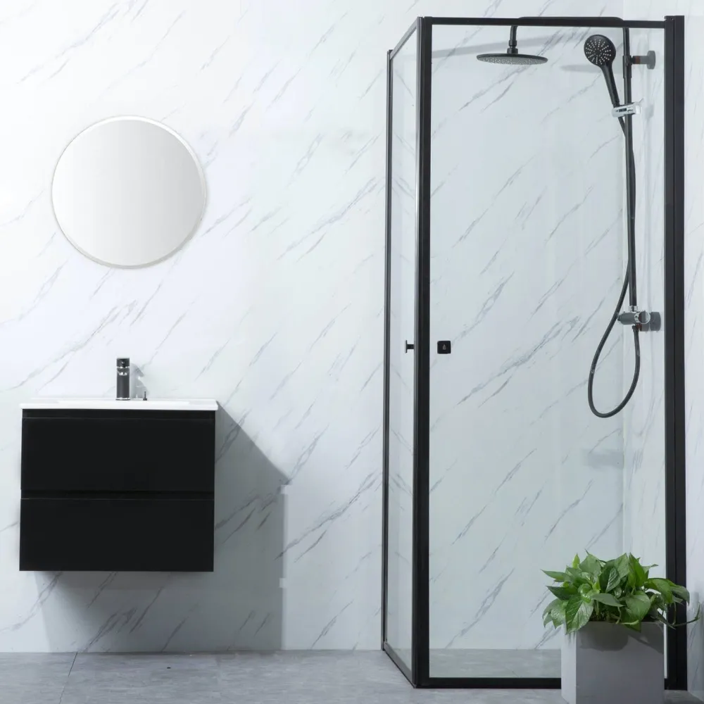 Suihkunurkka Profil 1000x1000 mm kaksi ovea musta kehys*Bathlife Online